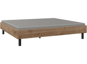 4065979038658 - Bett WIMEX Easy große Auswahl an Größen und Farben auch in Komforthöhe braun (plankeneichefarben schwarz) H46cm L210cm Betten ohne Kopfteil ideal unter Dachschrägen oder Fenster