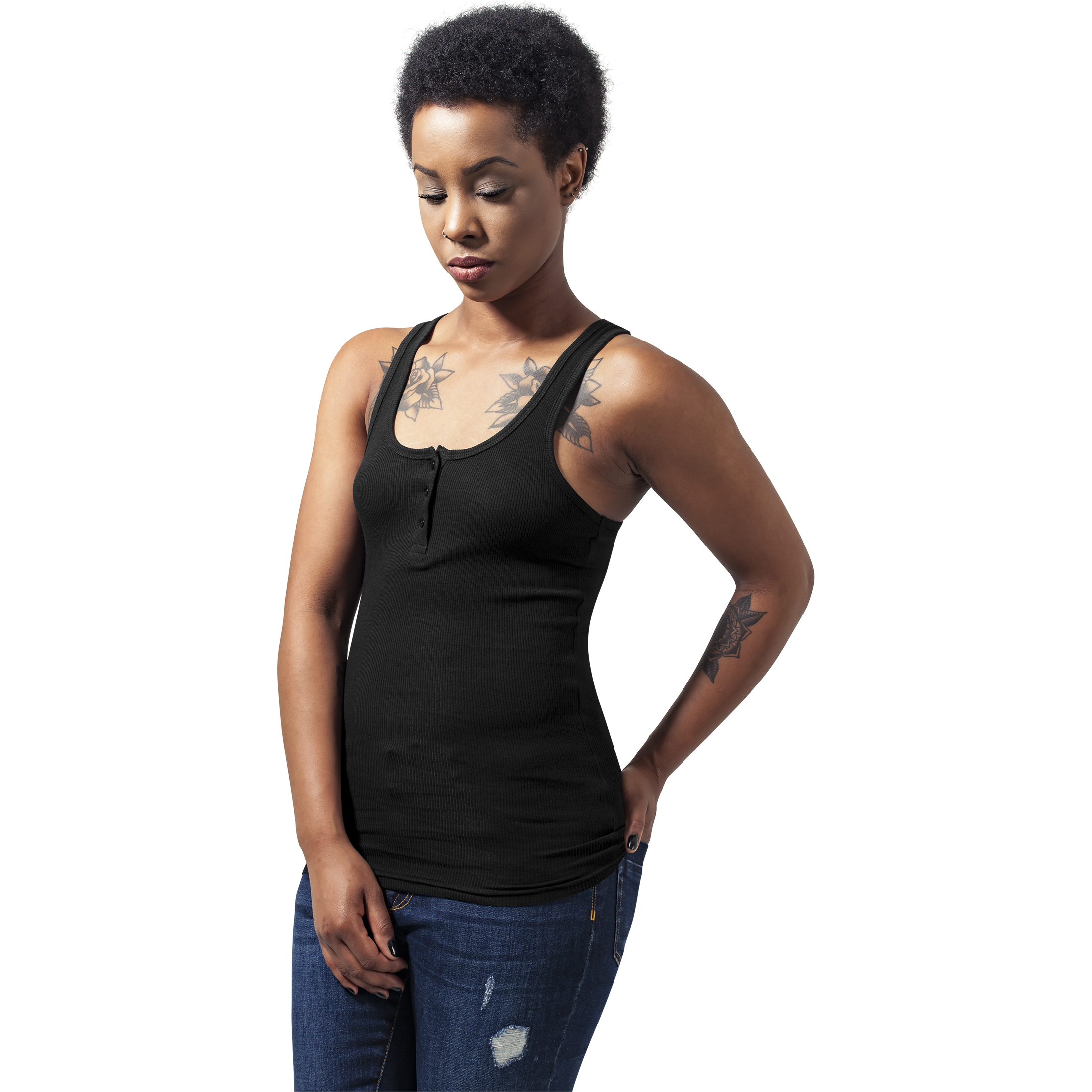 4066051062394 - Geknöpftes Tank-Top Damen große Größen Urban Classics
