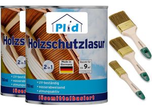 4066056001602 - Holzschutzlasur Größe 15l - Pinselset Farbe Palisander - Palisander - Plid