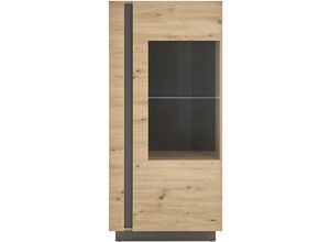 4066075002871 - Lomadox - Vitrinenschrank Wohnzimmer CARDIFF-61 in Eiche Artisan Nb mit Absetzungen in Graphit grau b h t ca 72 154 40 cm - braun