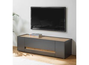 4066075003762 - Lomadox - Wohnzimmer tv Lowboard modern CRISP-61 in anthrazit mit Absetzungen in Wotan Eiche Nb b h t ca 140 40 45 cm - braun