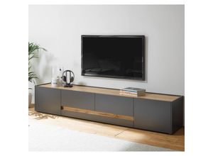 4066075003786 - Lomadox - tv Schrank Wohnbereich CRISP-61 in anthrazit mit Absetzungen in Wotan Eiche Nb b h t ca 220 40 45 cm - braun