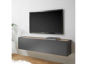 4066075003793 - Lomadox - Wohnzimmer tv Hängeschrank CRISP-61 in anthrazit mit Absetzungen in Wotan Eiche Nb b h t ca 150 35 30 cm - braun