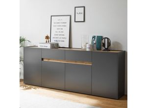 4066075003946 - Lomadox - Esszimmer Sideboard CRISP-61 in anthrazit mit Absetzungen in Wotan Eiche Nb b h t ca 220 87 40 cm - braun