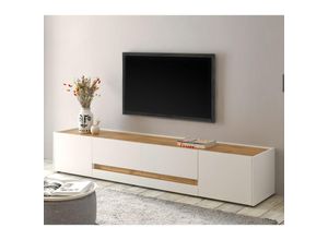 4066075004059 - Lomadox - Wohnzimmer tv Schrank CRISP-61 in weiß mit Absetzungen in Wotan Eiche Nb b h t ca 220 40 45 cm - braun