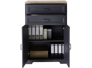 4066075005452 - Lomadox - Mehrzweckschrank Büro JÜLICH-36 in Graphit mit Artisan Eiche Nb b h t ca 86 127 38 cm - grau