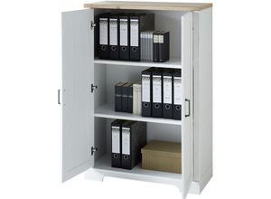 4066075005544 - Lomadox - Schrank Büro Ordner JÜLICH-36 in Pinie hell mit Artisan Eiche Nb b h t ca 86 127 38 cm - weiß