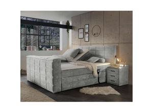 4066075009801 - Boxspringbett 180x200 cm mit TV-Halterung elektrisch verstellbar und 2 Nachtschränke Hotelbett in schlamm DURAZNO-09 - beige