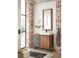 4066075010104 - Lomadox - Badmöbel Waschplatz Set mit Mineralgussbecken DALLAS-61 in Stirling Oak Nb mit Absetzungen in Matera anthrazit b h t ca 91 205 40 cm