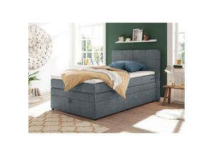 4066075011194 - Boxspringbett 140x200 cm Jugendbett mit Bettkasten TEREZIN-09 Hotelbett in Uran denim - blau