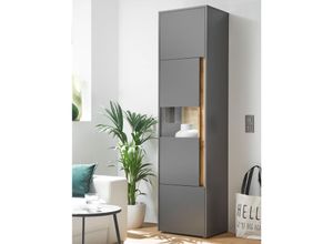 4066075011996 - Lomadox - Wohnzimmer Vitrine mit Beleuchtung CRISP-61 in anthrazit mit Absetzungen in Wotan Eiche Nb b h t ca 50 197 40 cm - braun