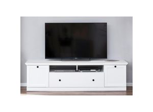 4066075013204 - Lomadox - Lowboard 177 cm weiß BERGAMA-19 mit Knopfgriffen schwarz b h t ca 177 49 41 cm - weiß