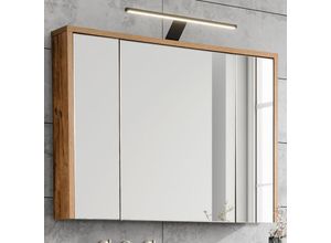 4066075013303 - Lomadox - Badezimmer-Spiegelschrank mit Beleuchtung 100 cm breit HARLOW-56 Eiche Dekor b h t ca 100 75-80 16