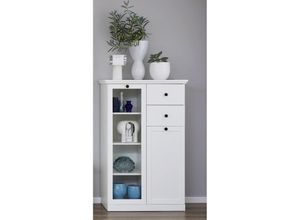 4066075013426 - Lomadox - Highboard weiß Landhausstil BERGAMA-19 mit Knopfgriffen b h t ca 81 129 41 cm - weiß