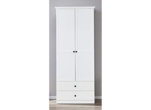 4066075013570 - Garderobenschrank Landhaus mit ausziehbarer Kleiderstange BERGAMA-19 weiß B H T ca 81 196 41 cm - weiß