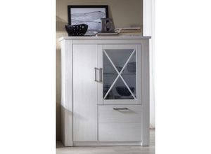 4066075017950 - Lomadox - Highboard Vitrine Landhaus GIBBSTON-19 in Pinie weiß Nb b h t ca 114 142 38 cm - weiß