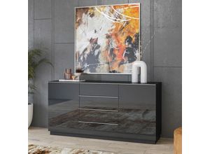 4066075019008 - Lomadox - Sideboard schwarz modern HOOVER-83 mit Glasfronten b h t ca 160 80 48 cm - schwarz