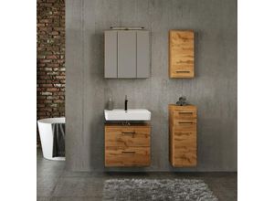 4066075026150 - Lomadox - Badezimmer Set in Wotan Eiche Nb mit Spiegelschrank und led Beleuchtung b h t ca 120 200 35 cm - braun 4066075026150 - Lomadox - Badezimmer Set in Wotan Eiche Nb mit Spiegelschrank und led Beleuchtung b h t ca 120 200 35 cm - braun