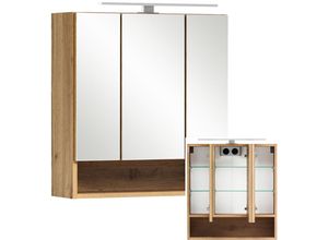 4066075026594 - Lomadox - Spiegelschrank Bad 60 cm KAHLA-03 in Wotan Eiche Nb mit led Beleuchtung b h t ca 60 64 20 cm - braun