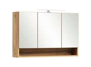 4066075026631 - Lomadox - Spiegelschrank Bad mit Beleuchtung 100 cm KAHLA-03 in Wotan Eiche Nb b h t ca 100 64 20 cm - braun