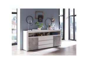 4066075027065 - Sideboard STOLLBERG-61 in weiß mit Marmor grau Nb b h t ca 200 87 38 cm - weiß