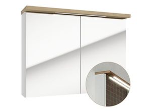 4066075028680 - Lomadox - LED-Spiegelschrank 80 cm SOFIA-107 in Hochglanz weiß lackiert mit Trüffel Buche Nb b h t ca 80 60 20 cm - weiß