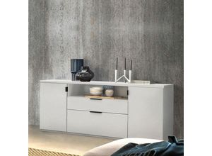 4066075029212 - Lomadox - Wohnzimmer Sideboard weiß modern MODESTO-52 mit Metall Griffen in schwarz b h t ca 160 70 45 cm - weiß