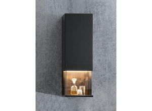 4066075031192 - Lomadox - Vitrine hängend Wohnzimmer schwarz MODESTO-52 mit Absetzungen aus Altholz inkl led Beleuchtung Türanschlag rechts b h t ca 40 120 35