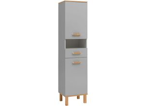 4066075032618 - Lomadox - Badezimmer Hochschrank PERM-80 in Platingrau mit Eiche Landhaus Nb b h t ca 404 1785 35 cm - grau