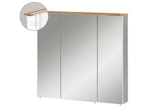 4066075032632 - Lomadox - Spiegelschrank mit led Beleuchtung PERM-80 in Platingrau mit Eiche Landhaus Nb b h t ca 705 723 158 cm - grau