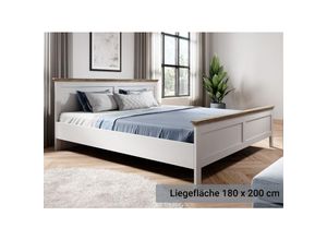 4066075033004 - Lomadox - Bett 180 x 200 cm Landhausstil EPSOM-83 in weiß Abisko Esche Nb mit Lefkas Eiche Nb b h t ca 1915 885 2115 cm