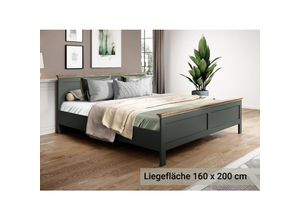 4066075033448 - Lomadox - Bett 160 x 200 cm Landhausstil EPSOM-83 in grün mit Lefkas Eiche Nb b h t ca 1715 885 2115 cm - grün