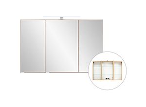 4066075034827 - Lomadox - 3D-Spiegelschrank 100 cm breit VIDAGO-03 in Wotan Eiche Nb mit led Beleuchtung b h t ca 100 64 20 cm