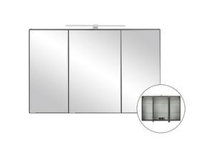 4066075034834 - 3D-Spiegelschrank Badezimmer 100 cm breit VIDAGO-03 in graphit mit led Beleuchtung b h t ca 100 64 20 cm - grau