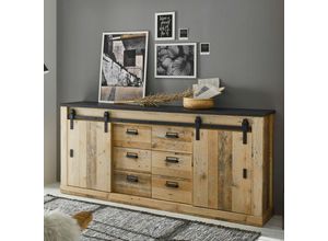 4066075035756 - Lomadox - Sideboard SHELTON-61 in Old Style hell Nb mit anthrazit b h t ca 201 91 43 cm - braun