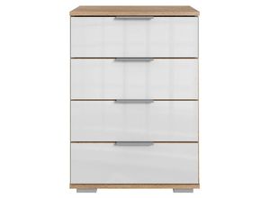 4066075035800 - Lomadox - Schlafzimmer Nachttisch Nachtschrank auch für Boxspringbett geeignet in Plankeneiche Nb mit weißem Glas ELSTRA-43 b h t ca 52 74 38 cm