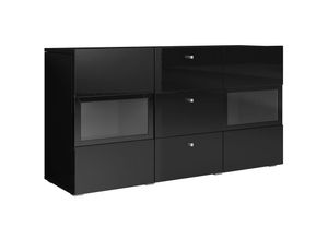 4066075036715 - Lomadox - Sideboard schwarz Hochglanz ARVADA-83 mit Korpus in schwarz matt b h t ca 132 70 39 cm - schwarz