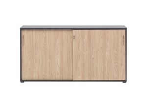 4066075036838 - Büro Aktenschrank abschließbar META-80 in anthrazit mit Eiche hell Nb B H T ca 1602 842 41 cm - braun