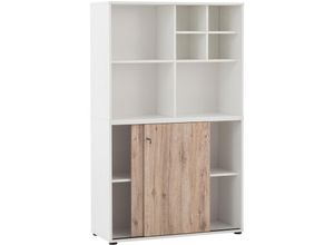 4066075037996 - Lomadox - Büro Aktenschrank abschließbar mit Regal BRAGA-80 in weiß mit Wildeiche Nb b h t ca 1001 1672 41 cm - weiß