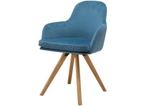 4066075038573 - Lomadox - Esszimmer Stuhl Eiche massiv geölt ROES-64 Samt blau b h t ca 60 855 60 cm - blau