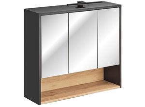 4066075040125 - Lomadox - Badezimmer Spiegelschrank 80 cm inkl Beleuchtung BOLOGNA-56 in anthrazit mit Artisan Eiche Nb b h t ca 80 80 25 cm - anthrazit