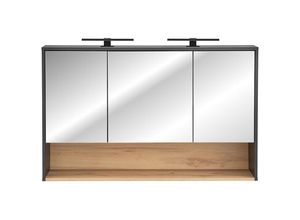 4066075040132 - Lomadox - Bad Spiegelschrank 120 cm BOLOGNA-56 inkl led Beleuchtung in anthrazit mit Artisan Eiche Nb b h t ca 120 80 25 cm - anthrazit