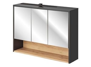 4066075040149 - Lomadox - Spiegelschrank Bad 100 cm mit led Beleuchtung BOLOGNA-56 in anthrazit mit Artisan Eiche Nb b h t ca 100 80 25 cm - anthrazit