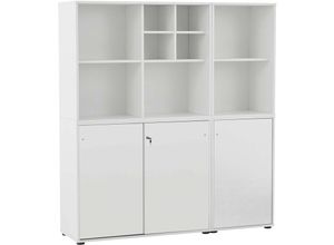 4066075041764 - Lomadox - Büro Aktenschrank Regal Kombination BRAGA-80 in weiß b h t ca 1511 1672 41 cm - weiß