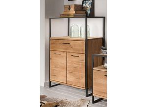 4066075041856 - Lomadox - Regal Eiche massiv geölt FORST-64 inkl Beleuchtung b h t ca 80 172 39 cm - braun