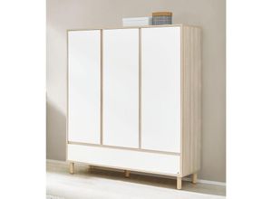 4066075042174 - Kleiderschrank Babyzimmer FERRARA-134 in weiß mit Esche Dekor B H T 155 185 55 cm - weiß