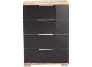 4066075042525 - Lomadox - Schlafzimmer Nachttisch Nachtschrank auch für Boxspringbett geeignet in Plankeneiche Nb mit grauem Glas ELSTRA-43 b h t ca 52 74 38 cm