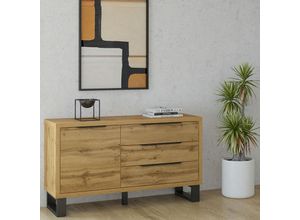 4066075042587 - Lomadox - Wohn- Esszimmer Sideboard in Wotan Eiche Nb HENDERSON-83 b h t ca 144 83 45 cm - braun