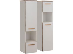 4066075042679 - Lomadox - Badezimmer Midischrank DOVER-66 in Weiß Glanz mit 3D Kanten in Riviera Eiche Nb b h t ca 30 1225 33 cm