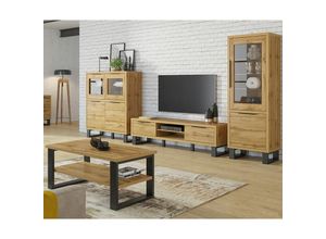 4066075043270 - Wohnwand inkl Couchtisch HENDERSON-83 in Wotan Eiche Nb b h t ca 394 190 50 cm - braun